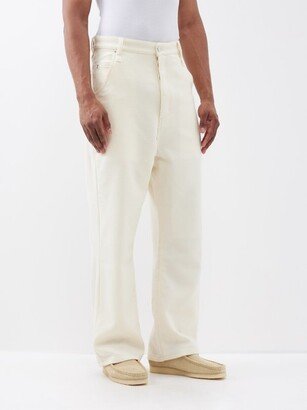 Flat-front Wool Wide-leg Trousers