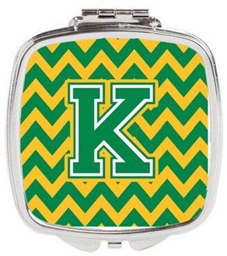 CJ1059-KSCM Letter K Chevron Green & Gold Compact Mirror