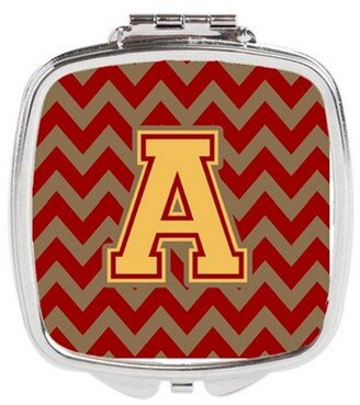 CJ1048-ASCM Letter A Chevron Garnet & Gold Compact Mirror