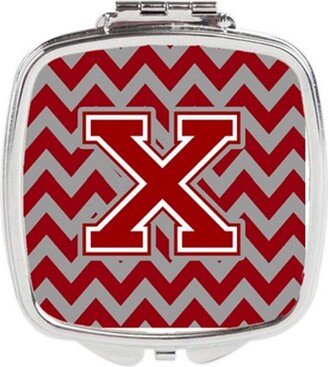 CJ1049-XSCM Letter X Chevron Maroon & White Compact Mirror, 3 x 0.3 x 2.75 in.