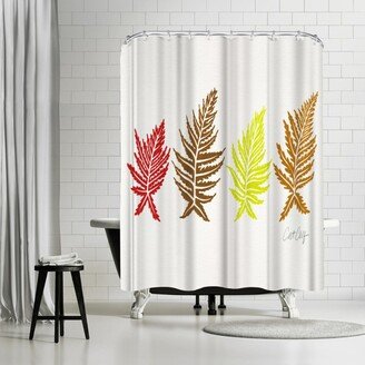 71 x 74 Shower Curtain, Inked Ferns Autumn by Cat Coquillette