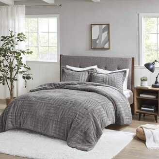 Gracie Mills Polar Fur Down Alternative Comforter Mini Blanket Bedding Set, Arctic Pattern, Grey Color - BASI10-0407, Twin