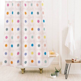 Schatzi Brown Retro Jumbo Daisy Pastel Shower Curtain Pink