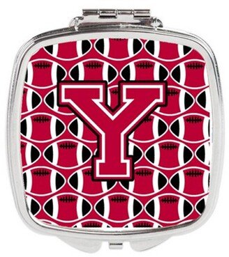 CJ1079-YSCM Letter Y Football Crimson & White Compact Mirror