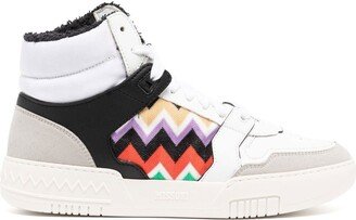 Zigzag Panelled High-Top Sneakers-AA