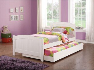 Calnod Twin Size Bed w/ Trundle Slats Large Side Storage Drawer White Pine Plywood Kids Youth Bedroom Furniture