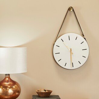 Studio 350 Stainless Steel Wall Clock with Leather Hanging Straps