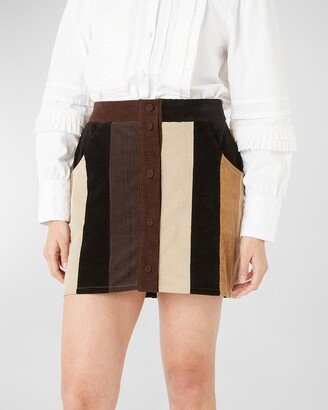 Corduroy Paneled Mini Skirt