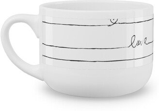 Mugs: Love Note - Stripes - Black And White Latte Mug, White, 25Oz, White