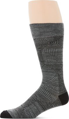 Perry Ellis Portfolio Men's Tonal Geo-Print Crew Casual Dress Socks