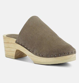 Rag & Co Darcie Taupe Suede Clogs