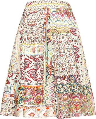 Patchwork Printed Midi Skirt