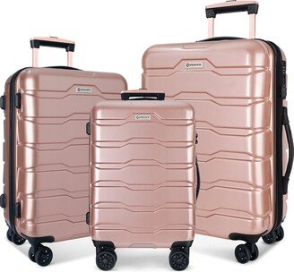 EDWINRAY Luggage Sets ABS+PC Hardshell 3 Piece Luggage Lightweight Durable Spinner Wheels Travel Suitcase Sets with TSA Lock