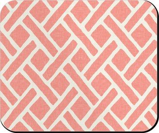 Mouse Pads: Lattice - Light Coral Mouse Pad, Rectangle Ornament, Pink