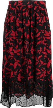 Joslin leaf-print midi skirt