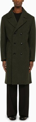 Double-breasted military wool coat