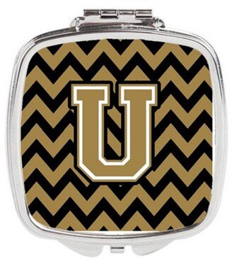 CJ1050-USCM Letter U Chevron Black & Gold Compact Mirror, 3 x 0.3 x 2.75 in.