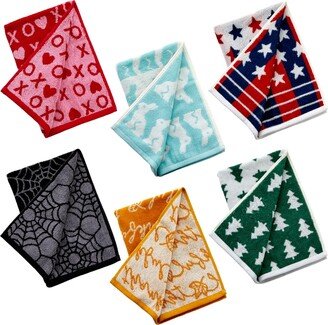 Holidays Cotton Jacquard Hand Towel 6 Piece Set, 25