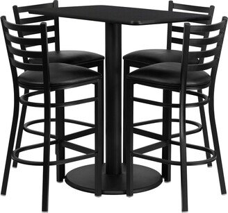 5-Piece Black Outdoor Furniture Patio Table Ladder Back Bar stools 36