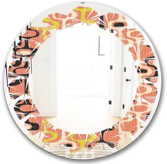 Designart 'Retro Abstract Design XIII' Printed Modern Round or Oval Wall Mirror - Leaves