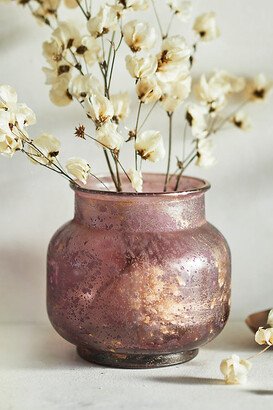 Antiqued Short Recycled Glass Vase-AA