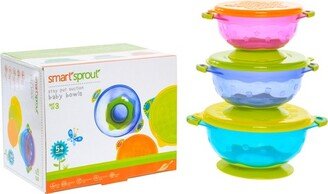 Kitchen + Home Stay Put Baby Bowls - Set of 3 Suction Bowls Set with Lids