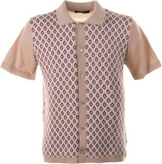 Jacquard Short-Sleeved Knit Polo Shirt