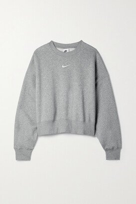 Sportswear Essentials Oversized Cropped Cotton-blend Jersey Sweatshirt - Gray