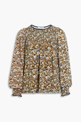 Antony shirred floral-print stretch-jersey blouse