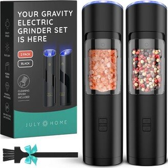 July Home Premium Gravity Electric Salt and Pepper Grinder Set, 2 Pack, Battery Operated