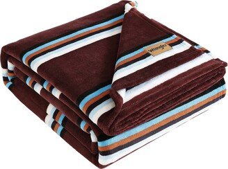 Western Saddle Stripe Ultra Soft Plush Blanket, Full/Queen