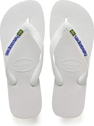 Brazil Logo Unisex Flip Flops (White) Women's Sandals