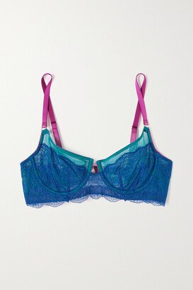 Rae Stretch Recycled-lace And Tulle Underwired Bra - Blue