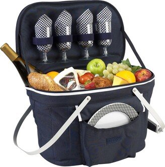 Collapsible Picnic Basket Cooler - Equipped with Service For 4