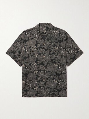 Camp-Collar Floral-Print Voile Shirt