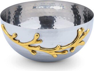 Cheer Collection Berkware Two Tone Nickel Plated Decorative Serving Bowl with Gold Leaf Design