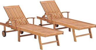 Sun Loungers 2 pcs Solid Teak Wood