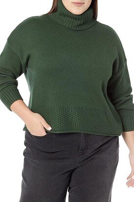 Plus Corsica Stitch Mix Turtleneck (Deep Forest) Women's Sweater