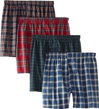 Men's 4-Pack FreshIQ Assorted Plaid Boxer with ComfortFlex Waistband (Assorted Tartan Plaid) Men's Underwear