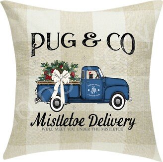 Pug | Black & Co. Mistletoe Delivery Pillow Cover Buffalo Plaid 18 X ~Cover Only~