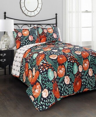 Poppy Garden 3-Pc Set Full/Queen Quilt Set