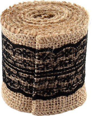 Unique Bargains Burlap Hessian Crafting Lace Ribbon Roll Trim Edge 2M for Wedding