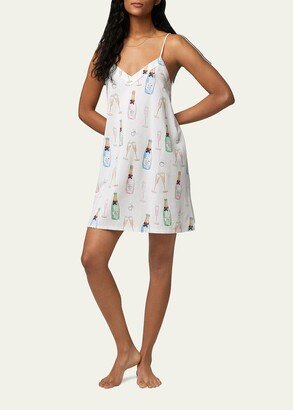 Champagne-Print Poplin Chemise