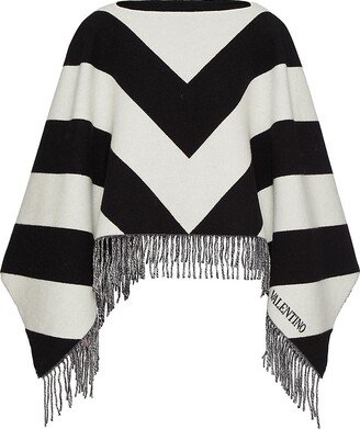 Striped Wool And Cashmere Poncho In Chevron Jacquard