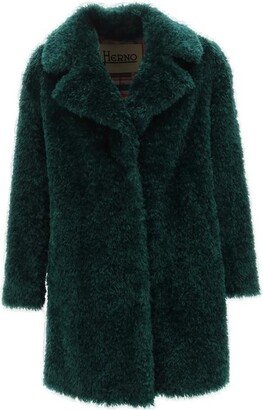 Faux-Fur Single-Breasted Long Sleeved Coat