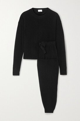 Wool And Cashmere-blend Sweater And Track Pants Set - Black