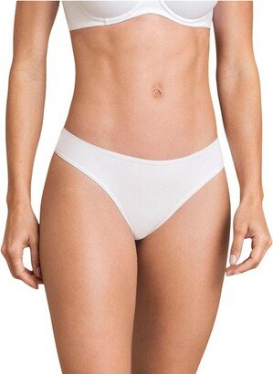 Leonia Low-Rie Claic Microfiber Thong Panty - White L