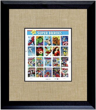 American Coin Treasures Super Heroes 2 U.s. Stamp Sheet in Wood Frame, 16 X 14