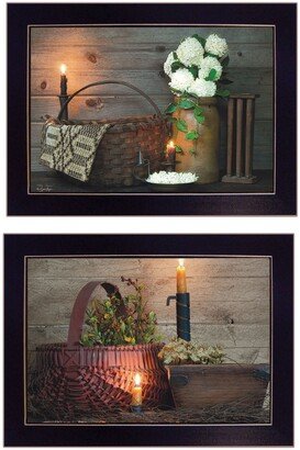 White / Red baskets 2-Piece Vignette by Susie Boyer, Black Frame, 19 x 14