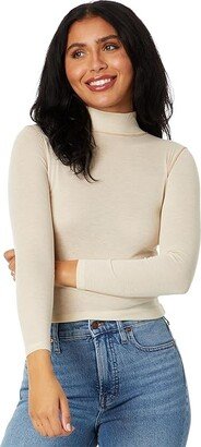 Semi-Sheer Mockneck Tee (Heather Light Oatmeal) Women's T Shirt